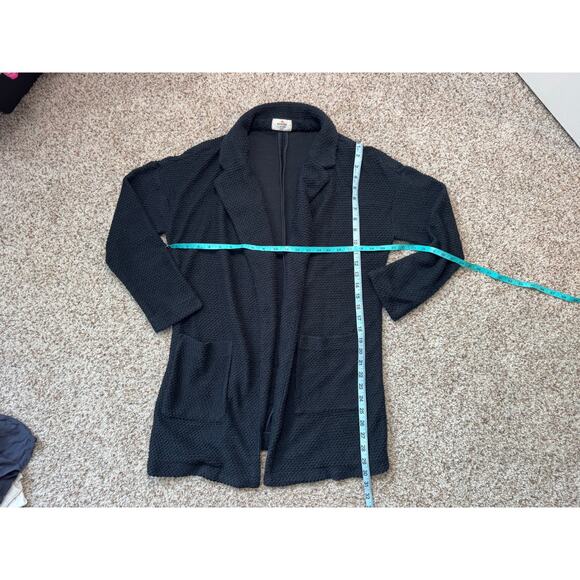 Marine Layer Women's Woven Cotton Blend Black Cardigan Sweater, Size Small - Picture 4 of 13